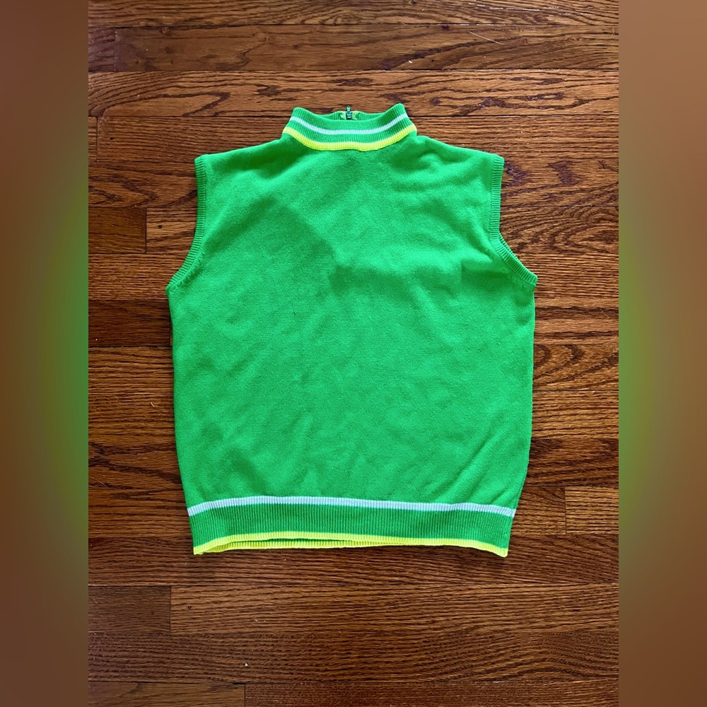 Vintage 100% Virgin Acrylic Fiber Sleeveless Sweater Green M Republic of Korea
